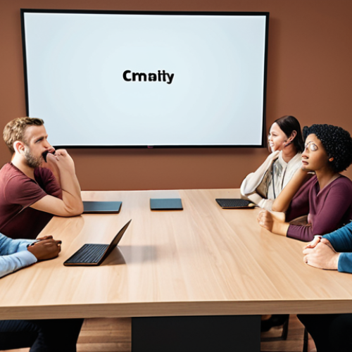 Home 22 **
A diverse group of people gathered around a virtual conference table, engaged in active listening. Some participants are nodding, maintaining eye contact, and using supportive nonverbal cues. The scene showcases empathy and understanding in an online meeting setting, promoting positive communication.
**
