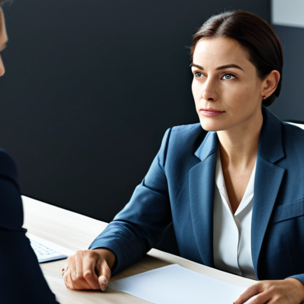 **

"A woman in a professional business suit, fully clothed, sitting at a desk and actively listening to a colleague in a modern office environment. The scene emphasizes attentive body language and eye contact. Appropriate attire, safe for work, perfect anatomy, natural proportions, professional, well-formed hands, proper finger count."

**