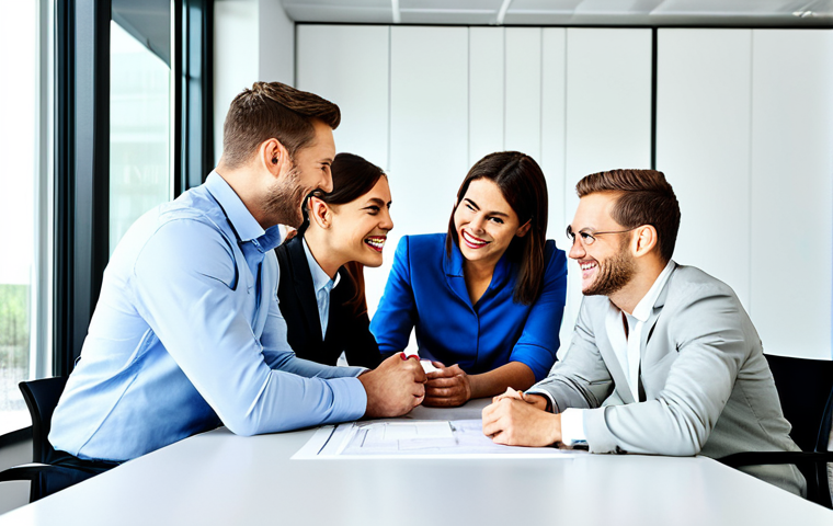 관계기술 교육과 직원 만족도 - Teamwork & Communication**

"A diverse group of colleagues collaborating around a table in a modern,...