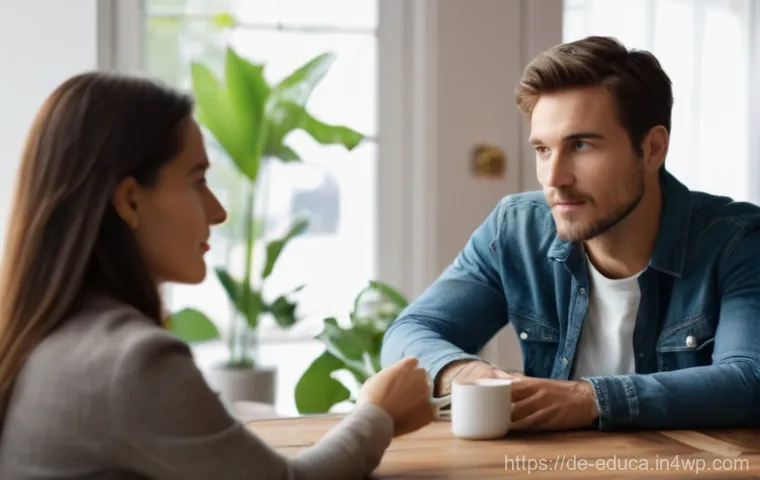 관계기술 교육에서의 효과적인 그룹 토론 - **Prompt: The Art of Empathetic Listening**
    "A cozy and warm interior scene, resembling a modern...