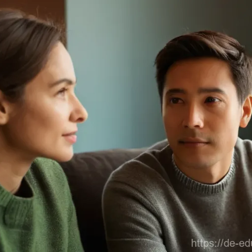 관계기술 교육에서의 효과적인 질문 기법 - **Prompt: Active Listening & Deep Connection**
"A candid close-up portrait of two adults, one pe...