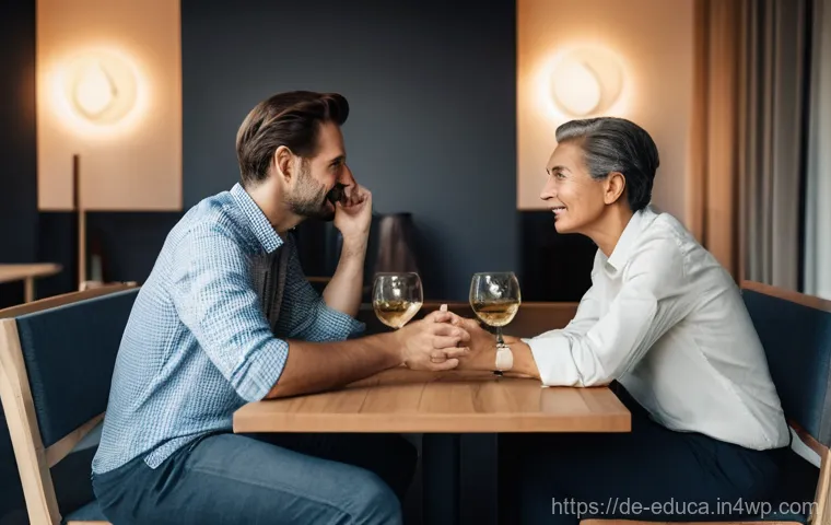 관계기술 교육의 효과적인 방향 설정 - **Prompt 1: Empathetic Connection**
    "Two young adults, a man and a woman, are seated across from...