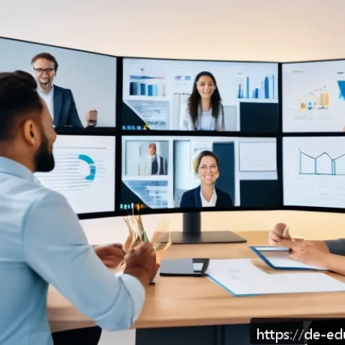 관계기술 교육과 조직 문화 - A diverse modern office team engaged in an open virtual meeting, showing authentic communication and...